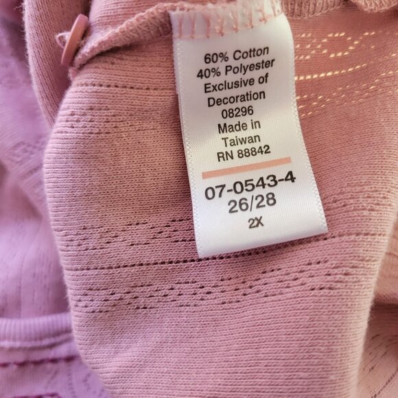 Woman Within Women Top 2X Plus Short Sleeve Pink Embroidered Eyelet Comfy PIN31E - Picture 8 of 9